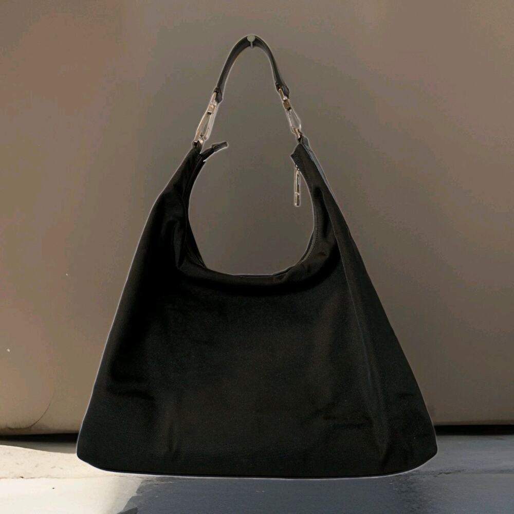 Gucci Black Nylon/Leather Large Hobo Bag